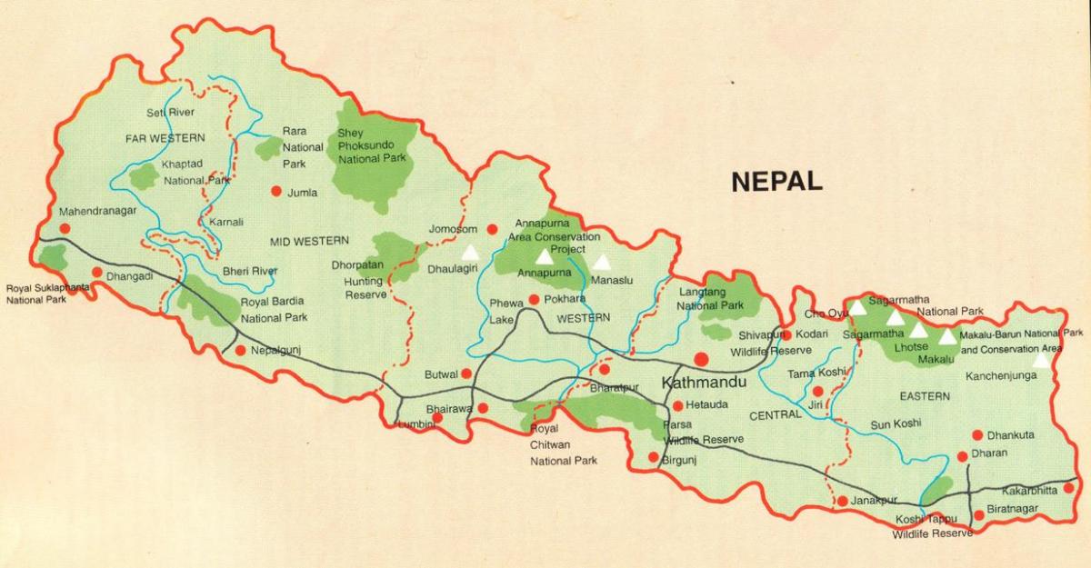 kat jeyografik nan nepal ak touris kote