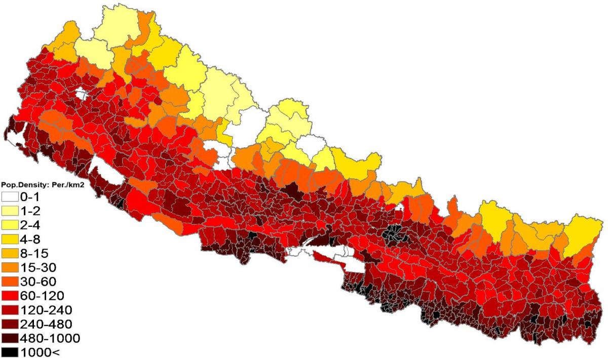 nepal dansite popilasyon kat jeyografik