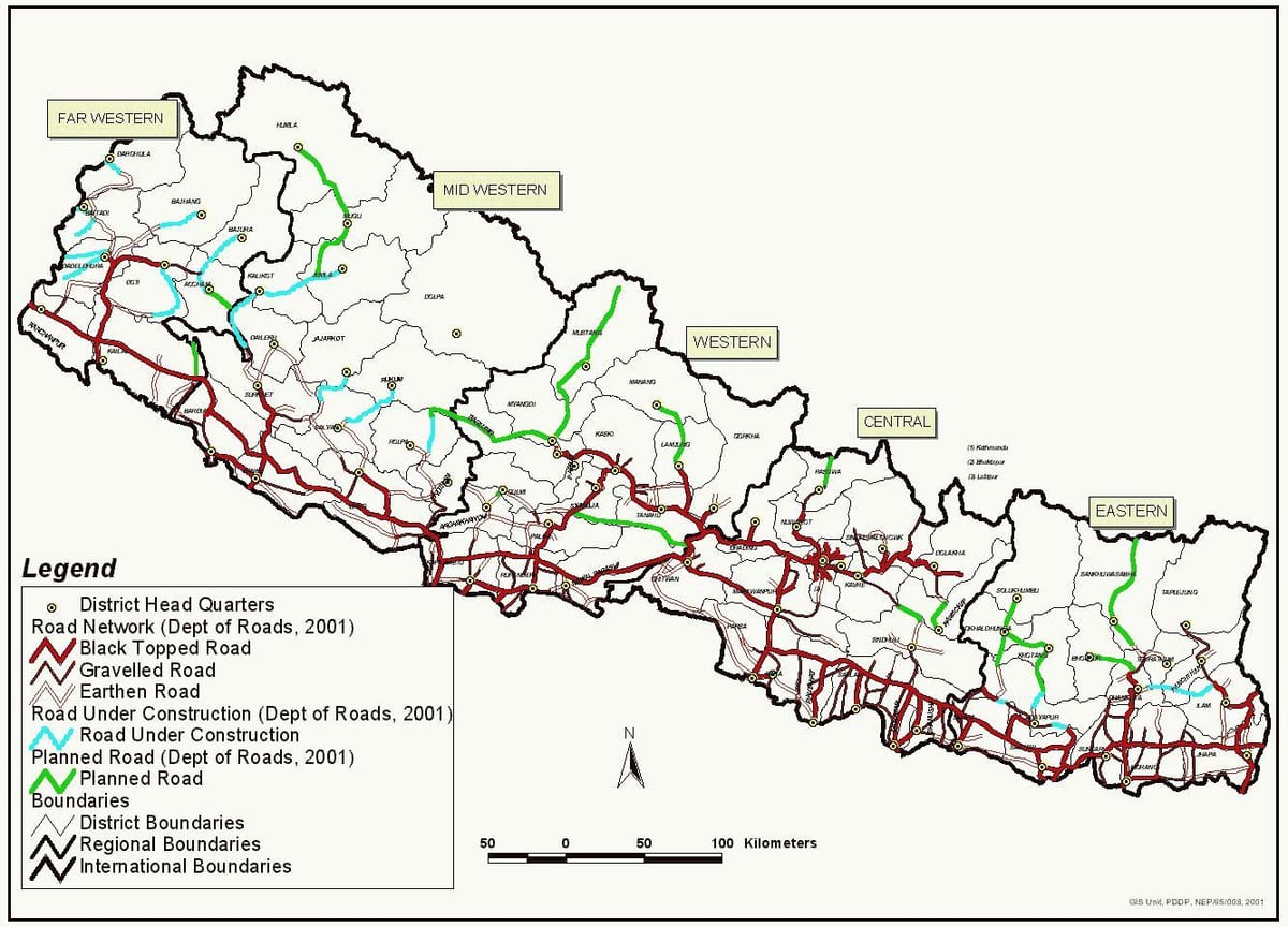 nepal kat jeyografik ak gran wout