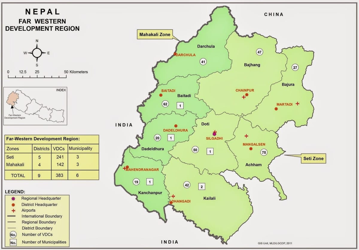 Kat jeyografik la nan lwès nepal