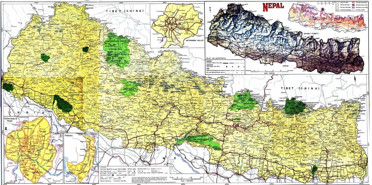 wout kat jeyografik nan nepal ak distans