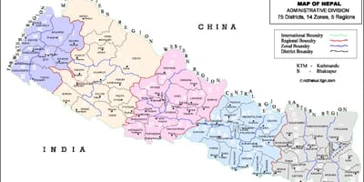 Kat jeyografik nan nepal ak distri yo ak vdc