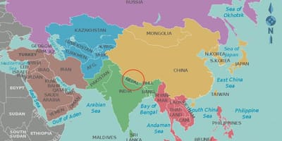 Kat jeyografik nan nepal ak peyi nan vwazinaj yo
