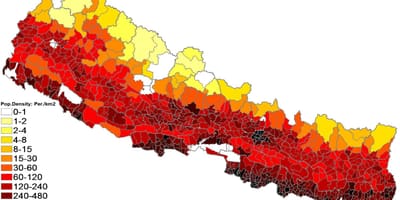Nepal dansite popilasyon kat jeyografik