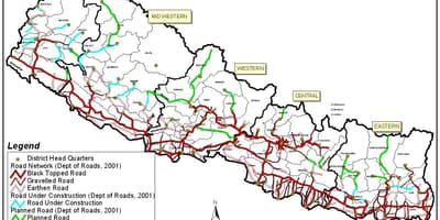 Kat jeyografik nan wout nepal ak distri